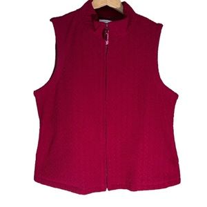 Moving Bleu ribbed Burgundy knit Vest with pockets SZ L